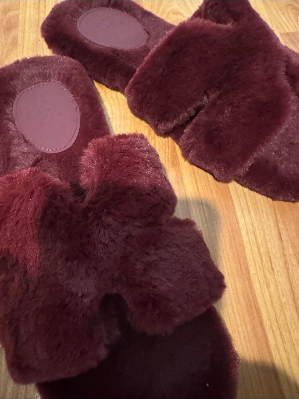a new day Plush Faux-Fur Slide Slippers - Burgundy - Picture 3 of 3